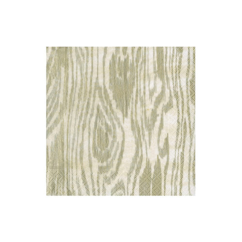 Woodgrain Silver & Gold Boxed Cocktail Napkins - 40 Per Box