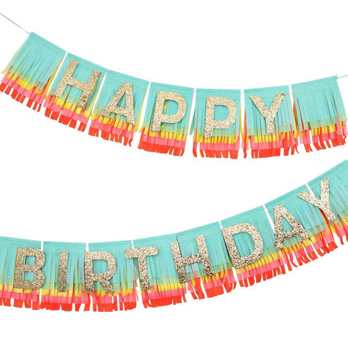 Rainbow Happy Birthday Fringe Banner