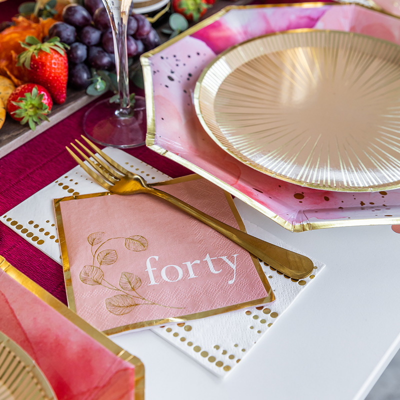 Blush 40th Cocktail Napkins, Pack of 20