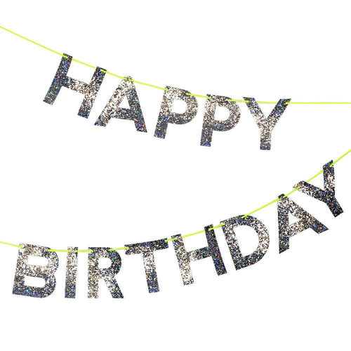 Silver Happy Birthday Banner