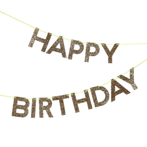 Gold Happy Birthday Banner