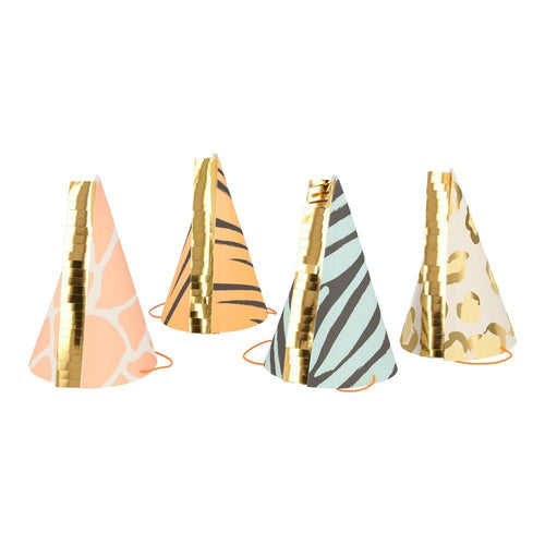 Safari Animal Print Party Hats, Pack of 8