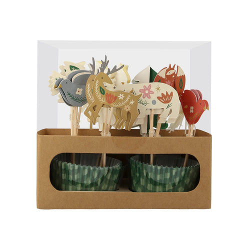 Folk Woodland Cupcake Kit, Pack of 24